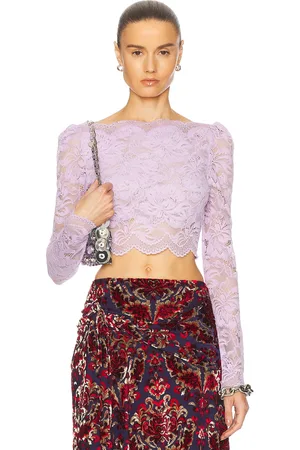 Paco rabanne Long Sleeve Lace Top in Lavender