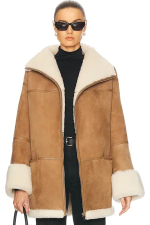 Totême Signature Shearling Jacket in Beige
