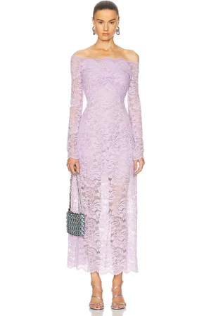 Paco rabanne Off The Shoulder Lace Dress in Lavender