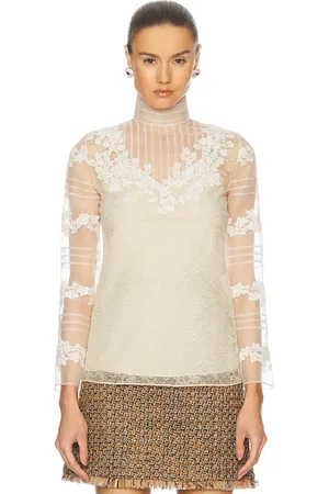 VALENTINO Roses Dentelle Top in Ivory