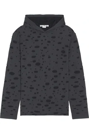 Acne Studios Trashed Hooded Long Sleeve Tee in Black