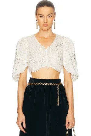 Chloé Cropped Polka Dot Blouse in Cream
