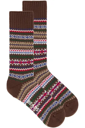Beams Fair Isle Socks in Brown