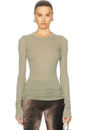 Rick Owens Rib Long Sleeve Tee in Green