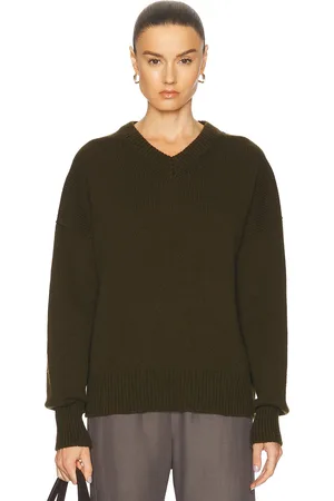 &Daughter Balla V-Neck Sweater in Army