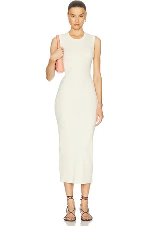 ENZA COSTA Textured Rib Sleeveless Maxi Dress in Cream