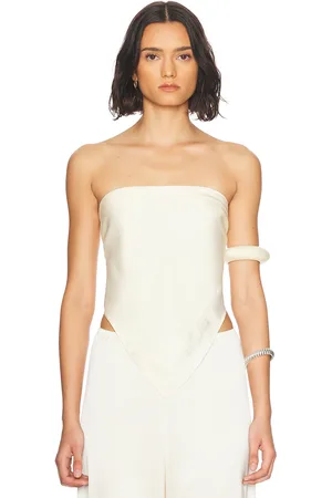 ENZA COSTA Fluid Twill Scarf Top in Cream
