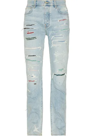 AMIRI MA Quad Gauze Repair Slim Jean in Blue