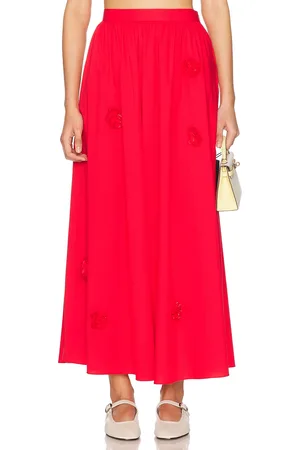Caroline Constas Marcheline Midi Skirt in Red