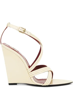 Saint Laurent Rossi Wedge Sandal in Ivory