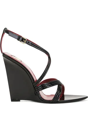Saint Laurent Rossi Wedge Sandal in Black
