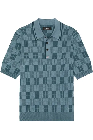 AMIRI Checkered Polo in Blue