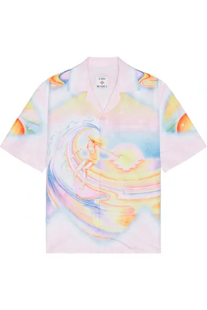 Casablanca Printed Swim Open Collar Shirt in Blush,Yellow