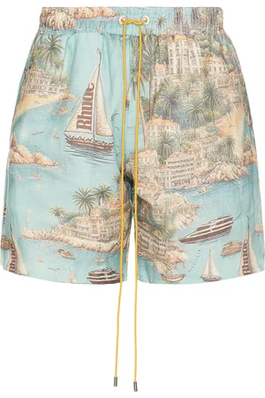 Rhude Sailing Map Swim Shorts in Teal