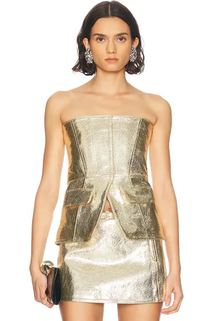 Retrofete Annie Leather Top in Metallic