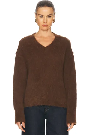 Dagmar V Neck Alpaca Sweater in Chocolate