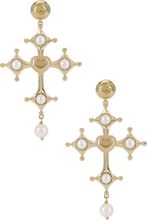 BLUMARINE Cross Earrings in Ivory