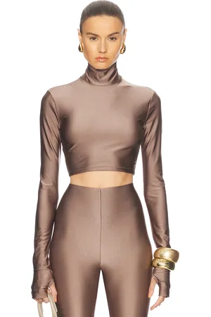 The Andamane Orchid Turtleneck Crop Top in Brown