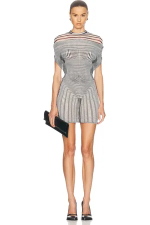 Jean Paul Gaultier Mariniere Body Morphing Short Dress in Black,White