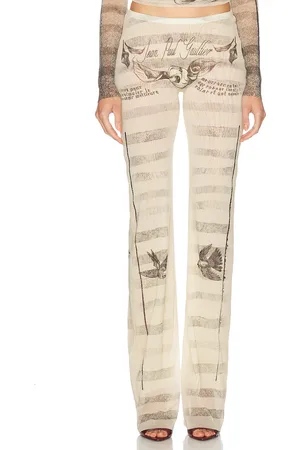 Jean Paul Gaultier Tattoo Mariniere Trouser in White,Black