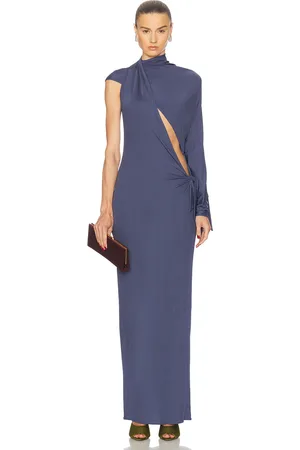 Atlein Long Sleeve Cut Out Dress in Blue