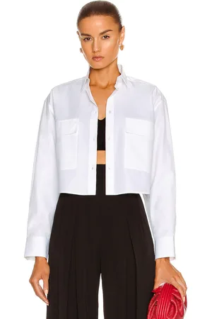 Alaïa Cotton Poplin Long Sleeve Top in White