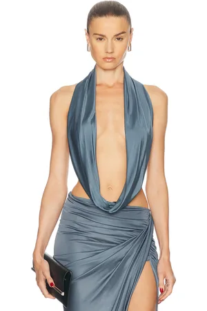 Atlein Draped Circle Top in Blue