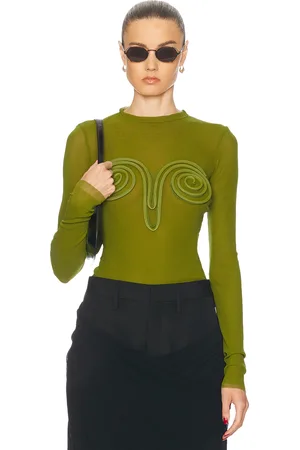 Jean Paul Gaultier Spiral Long Sleeve Top in Green