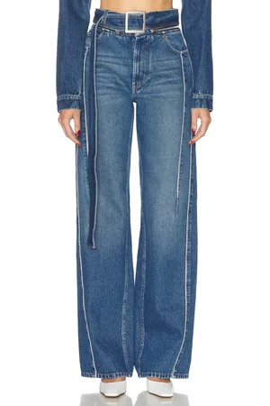 Jean Paul Gaultier Zip Belt Selvege Detail Wide Leg in Blue