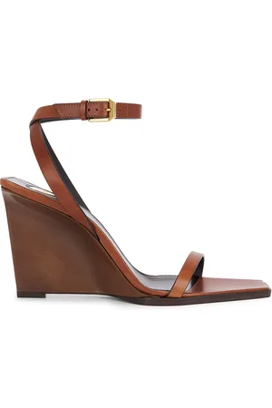 Saint Laurent Wedge Sandal in Brown