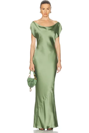 Norma Kamali Cap Sleeve Maria Gown in Green