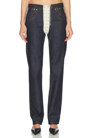 Jean Paul Gaultier Lacing Detail Straight Leg in Blue