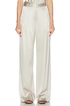 ÉTERNE Josephine Silk Pant in Neutral,Light Grey