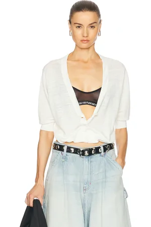 R13 Elbow Sleeve Balloon Cardigan in Cream