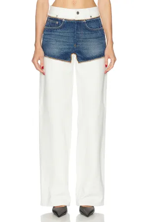 Jean Paul Gaultier Petit Grand Wide Leg in White,Blue