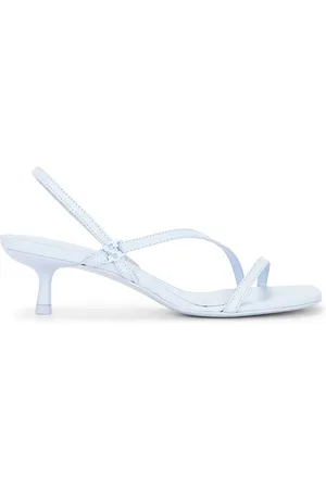 Simkhai Cedonia Logo Stud Strappy Kitten Heel Sandal in Baby Blue