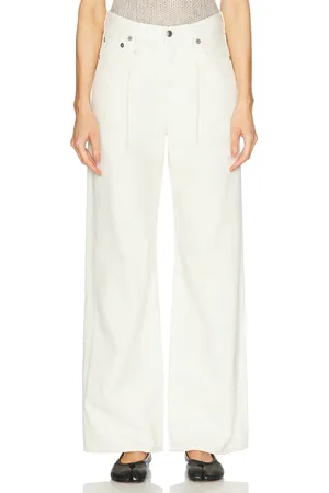 R13 Damon Pleated Wide Leg in White