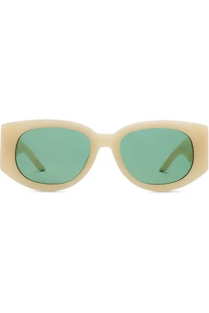 Casablanca Acetate Metal Oval Wave Sunglasses in Cream