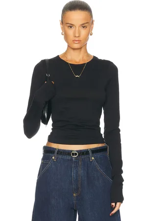 ÉTERNE Fitted Crewneck Long Sleeve Top in