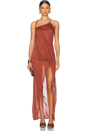 BLUMARINE Ruched Long Dress in Wine