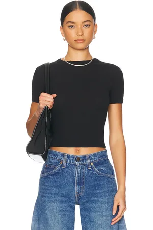ENZA COSTA Pointelle Essential Short Sleeve Tee in