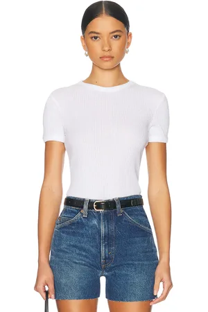 ENZA COSTA Pointelle Essential Short Sleeve Tee in