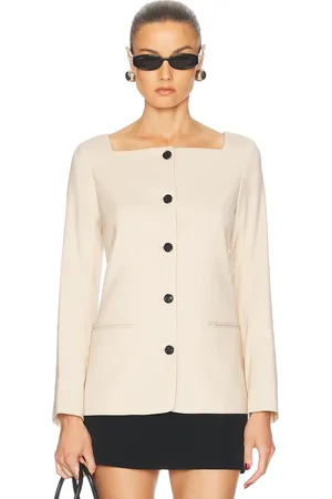 Dagmar Square Neck Blazer Top in Beige
