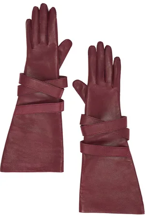 Saint Laurent Aviator Gloves in Wine