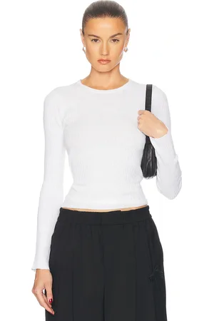 ENZA COSTA Linen Cotton Rib Long Sleeve Sweater Tee in