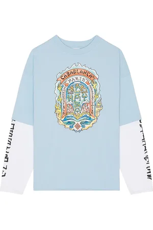 Casablanca Double Layer Printed Tee in Baby Blue