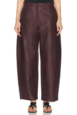 St Agni Leather Balloon Pant in Burgundy,Wine