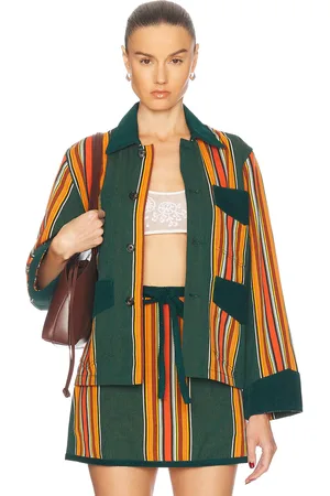BODE Parakeet Stripe Craft Jacket in Green