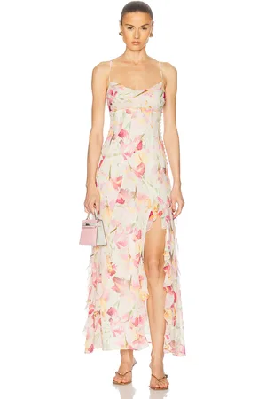 Nicholas Kamila Ruffle Cowl Gown in Ivory
