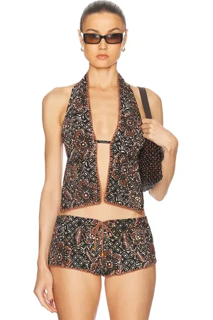 Akoia Swim Batik Crochet Top in Black